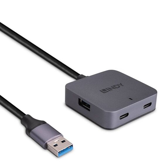 LINDY 4-Port USB 3.2 Gen 1 Hub with 5m Active Cable