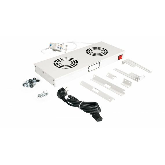 Equip 1U 19-inch Rack Fan Unit, 2 Fans, Grey RAL 7035