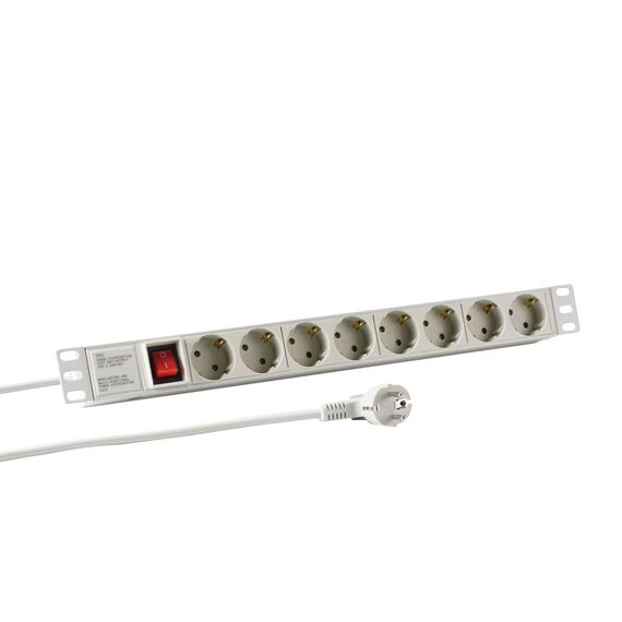 EFB 19" 1U Socket Strip 8x CEE 7/3 with Switch Black