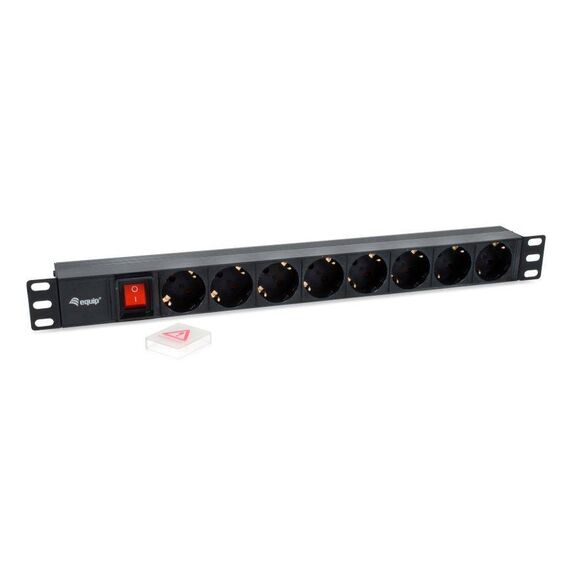 Equip Pro 19" 1U PDU 8x Schuko, C14 Input