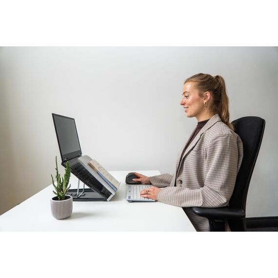 BakkerElkhuizen Ergo-Q 330 Circular light grey and black laptop stand