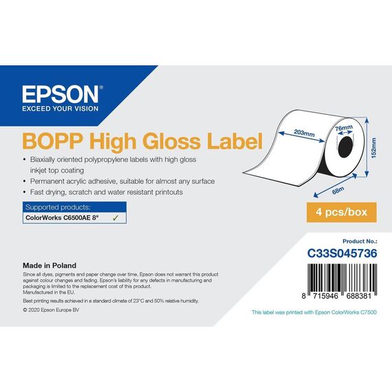 Epson C33S045736 Continuous Labels White