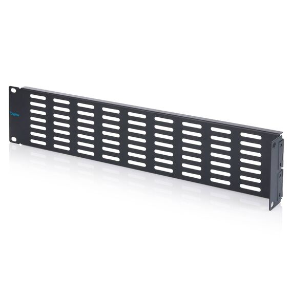 DIGITUS 2U 19" Vented Blank Panel, Hinged, Black
