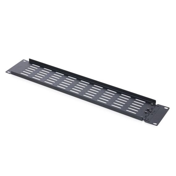 DIGITUS 2U 19" Vented Blank Panel, Hinged, Black