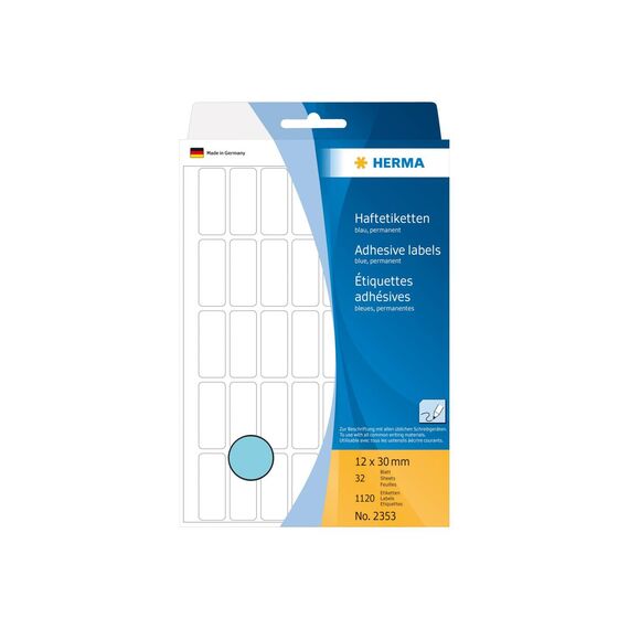 HERMA 2353 Handwriting Labels 12 × 30 mm Blue 1120 Pack