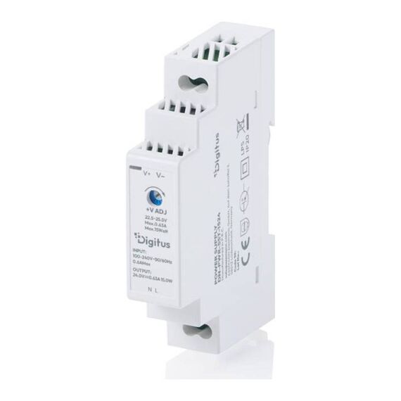 DIGITUS 24V 15W Step-Shape DIN Rail PSU