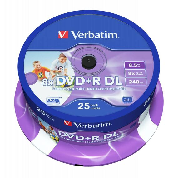 Verbatim DVD+R DL 8.5GB 8x Printable 25-Pack