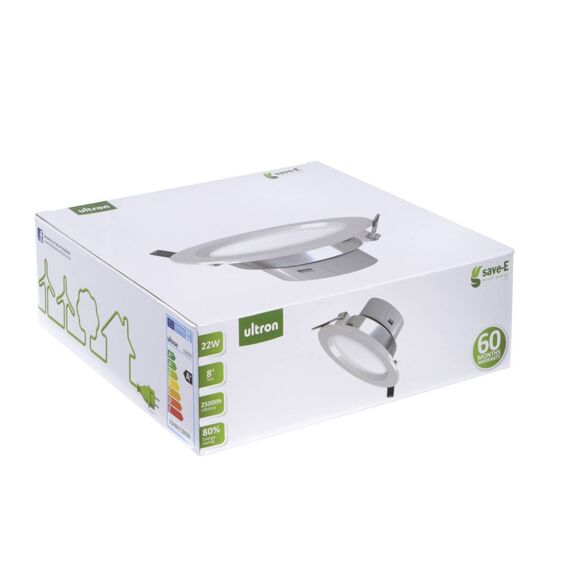 Ultron save-E 8" LED Downlight 22W 1500lm 4000K