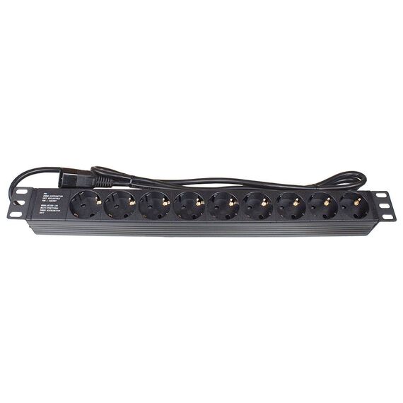 Good Connections 19" PDU, C14 to 9 × Schuko, 1U, Black