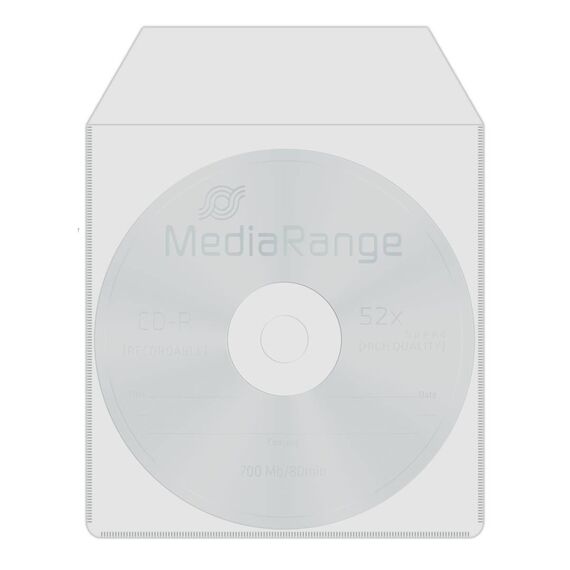 MediaRange BOX64 Transparent Disc Sleeves with Flap 50 Pack