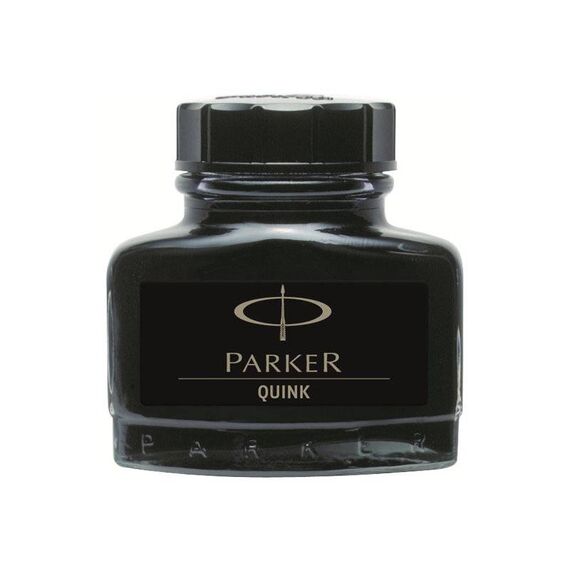 Parker QUINK 1950375 Black Fountain Pen Ink, 57 ml Glass Bottle, Boxed