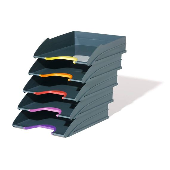 DURABLE VARICOLOR TRAY SET A4, 5 Letter Trays, Grey