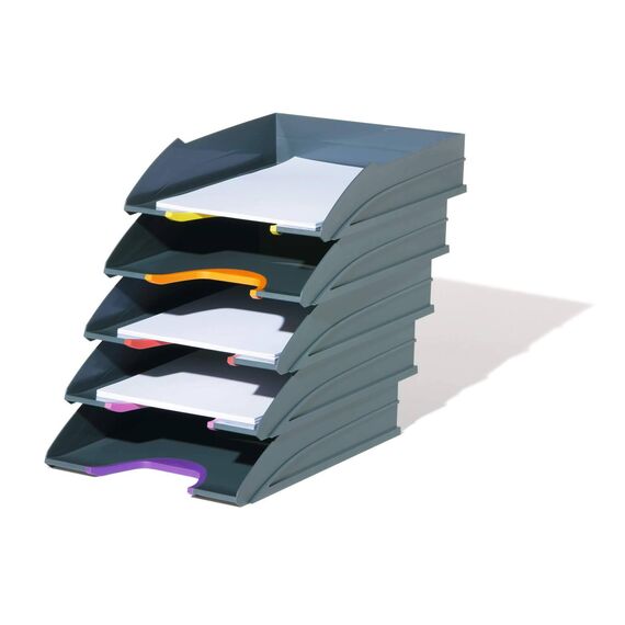DURABLE VARICOLOR TRAY SET A4, 5 Letter Trays, Grey