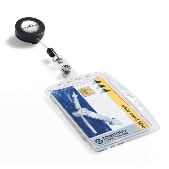 DURABLE HARTBOX ID Card Holder with Badge Reel, 10-Pack