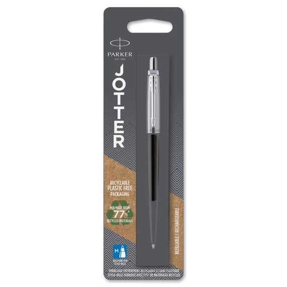 Parker Jotter Bond Street Black CT Ballpoint, Blue Ink