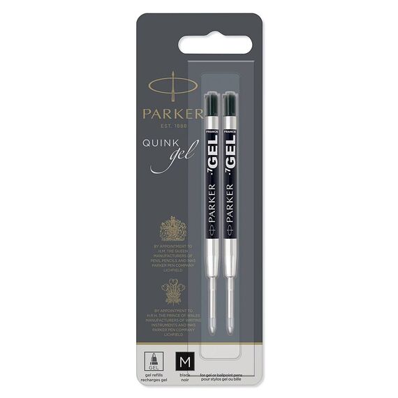 Parker QUINK Gel Refill Medium, Black, 2 Pack