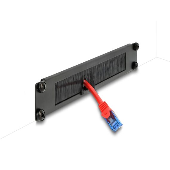 Delock 10" Cable Brush Strip 1U, Black