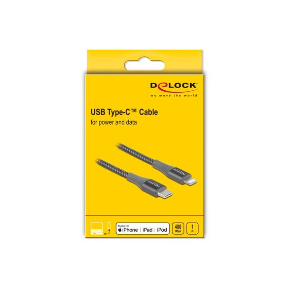 Delock USB-C to Lightning MFi Cable 1 m, Grey