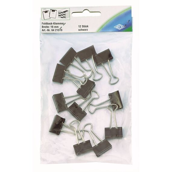 WEDO Foldback Clips 25 mm, 12-pack, black