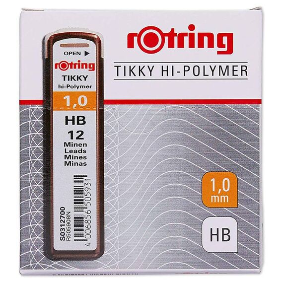 rOtring Tikky Hi-Polymer Leads 1.0 mm HB, 12 Pack