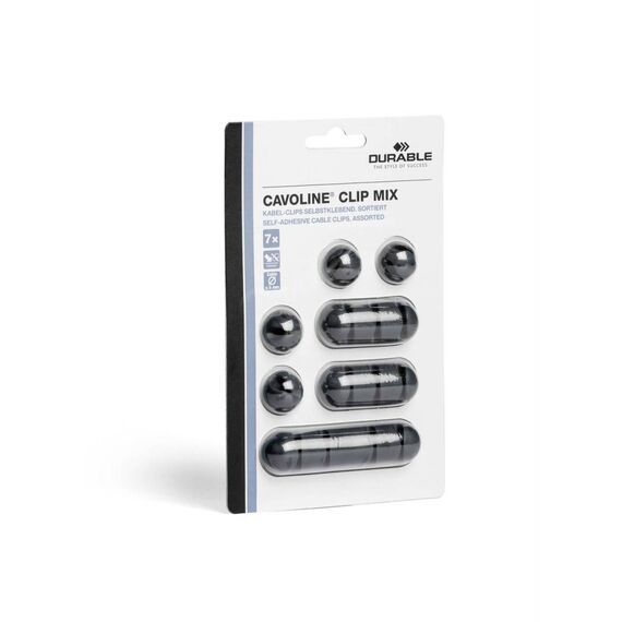 DURABLE CAVOLINE CLIP MIX Cable Clips, Set of 7, Graphite