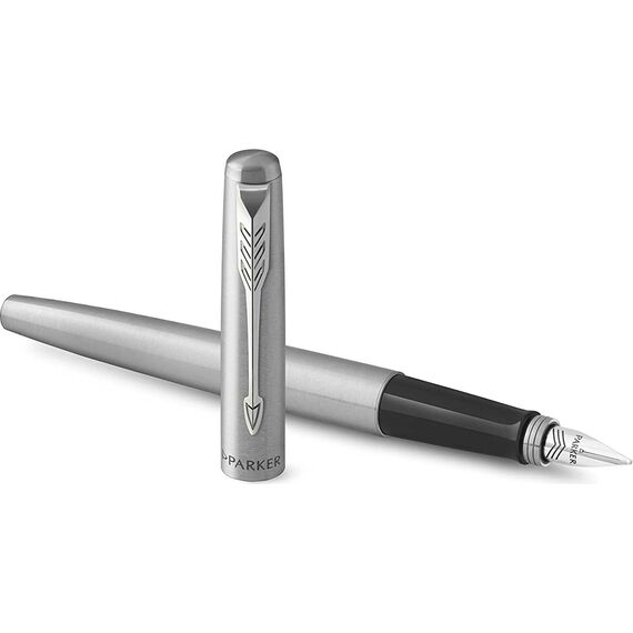 Parker Jotter Fountain Pen Steel CT Medium Blue Ink | 2031012