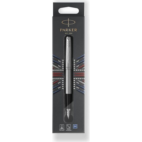 Parker Jotter Fountain Pen Steel CT Medium Blue Ink | 2031012