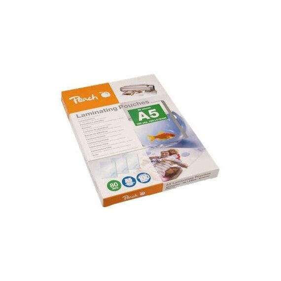 Peach PP580-03 A5 Glossy 80 Micron Pouches, 100 Pack | PP580-03