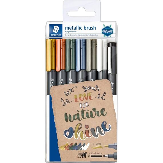 STAEDTLER Metallic Brush & Pigment Liner Set, 7 Pieces | 8321 TB7