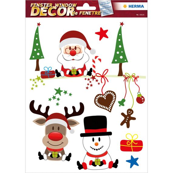HERMA 15548 Christmas Window Decorations, 25 Reusable Film Motifs on 3 Sheets