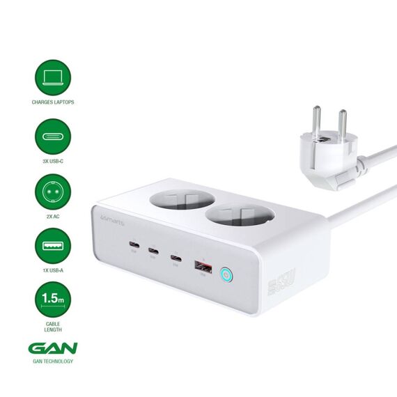 4smarts Desk GaN 65W Desktop Charger White Silver Type F