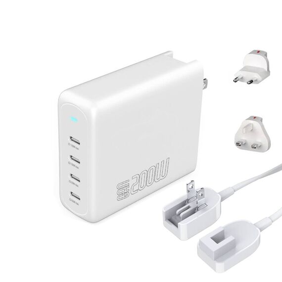 4smarts GaN Flex Pro 200W 4 USB-C Travel Charger White