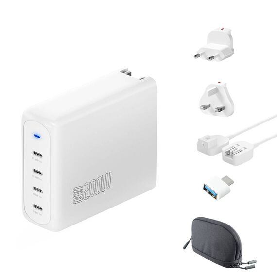 4smarts GaN Flex Pro 200W 4 USB-C Travel Charger White