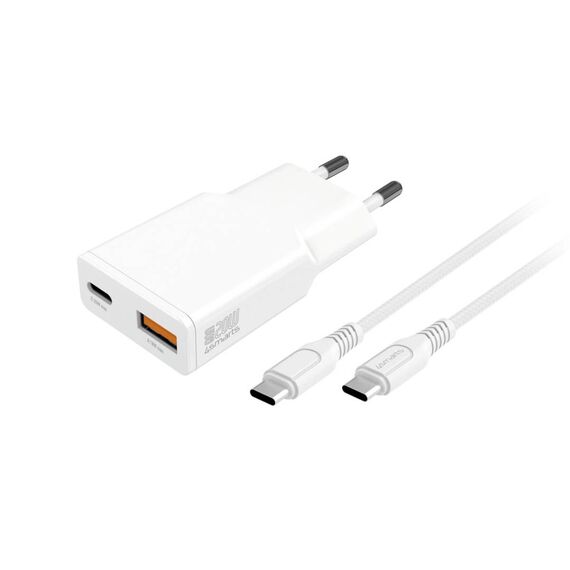 4smarts PDPlug Slim Duos 20W Charger and 1.5 m Cable White