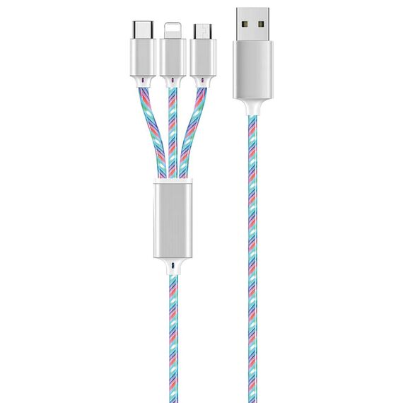 2GO 797316 3-in-1 USB-A LED Charging Cable 1m Multicolour