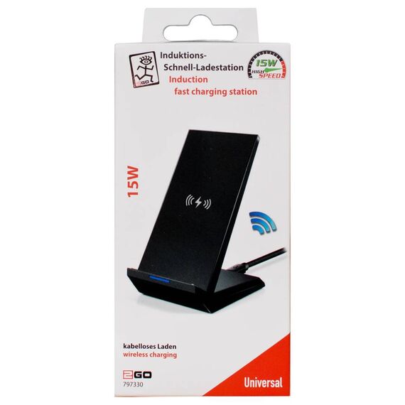 2GO 797330 Black 15W Qi Wireless Charging Stand