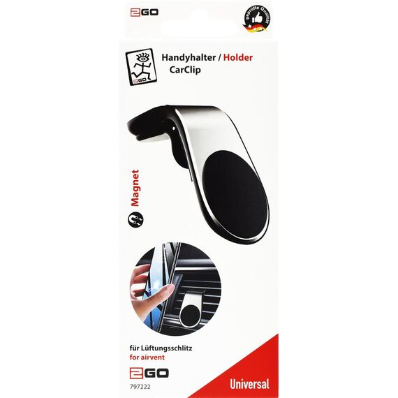 2GO CarClip 797222 Black Silver Magnetic Air Vent Phone Holder