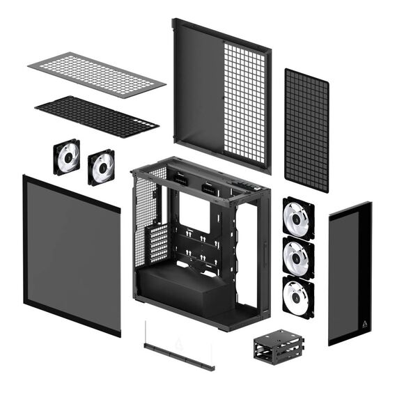 ARCTIC Xtender Black Tinted Mid-Tower PC Case, E-ATX, Five ARGB Fans
