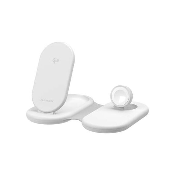 ALOGIC PackAway 3-in-1 Qi2 Foldable Wireless Charging Stand, 15W Phone, White