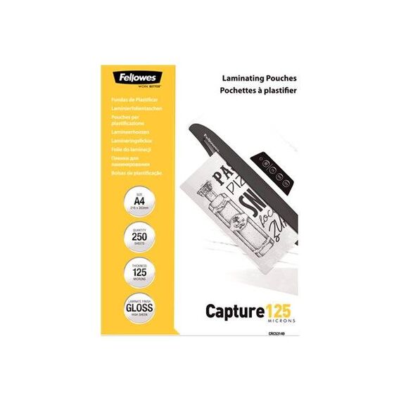Fellowes Value Pack A4 Glossy Laminating Pouches 250 Pack