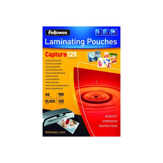 Fellowes Capture A6 Glossy Laminating Pouches 100 Pack