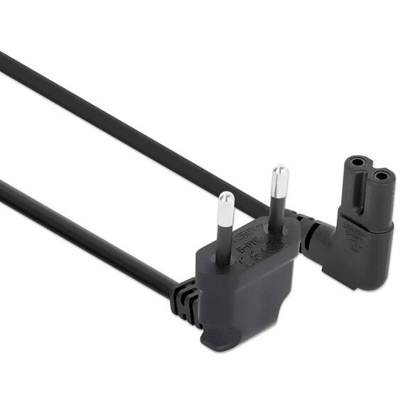 Manhattan Angled EU Power Cable C7 to CEE 7/16, 3m, Black