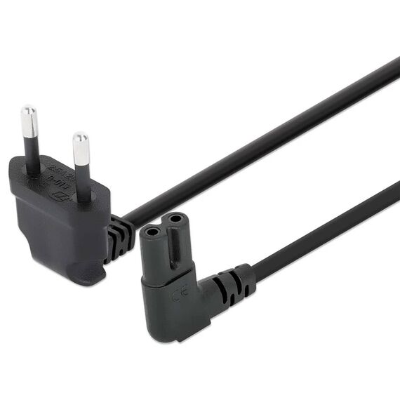 Manhattan Angled EU Power Cable C7 to CEE 7/16, 2m, Black