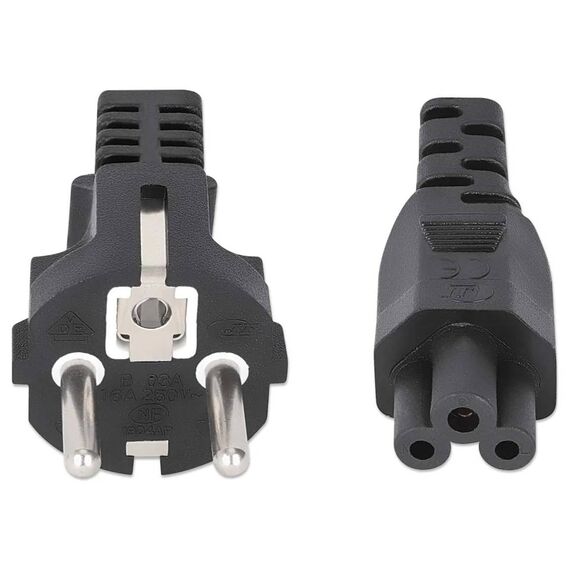 Manhattan EU Power Cable C5 to CEE 7/7, 1m, Black