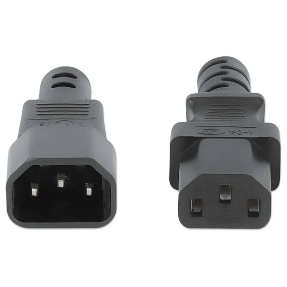 Manhattan Power Extension Cable C13 Female to C14 Male, 1m, Black