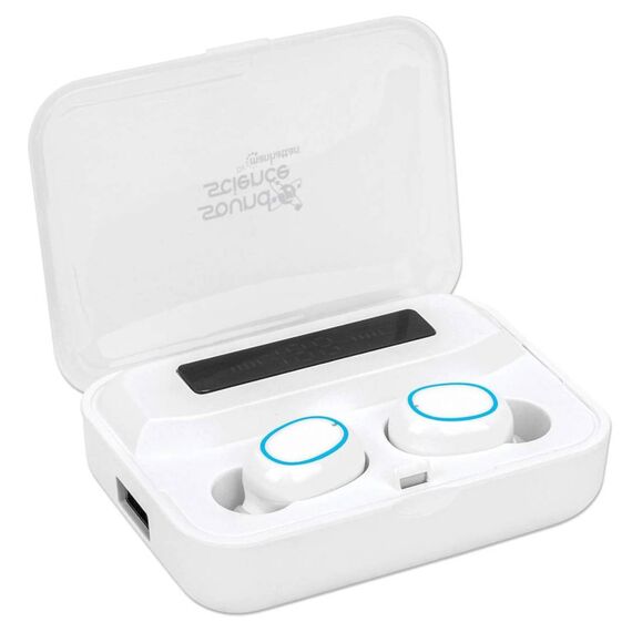 Manhattan Sound Science 180399 True Wireless In-Ear Headphones with Charging Case, White