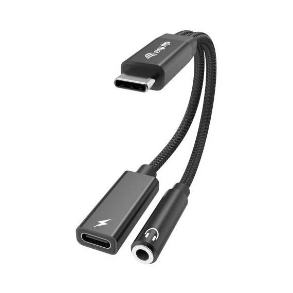 Equip 133470 black USB-C to 3.5 mm audio adapter with charging port