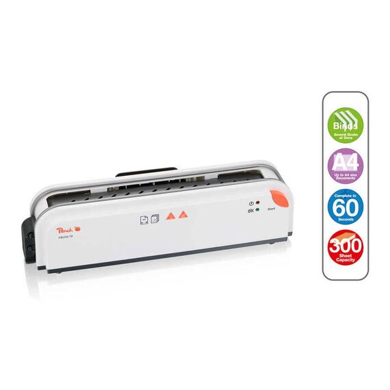 Peach PB200-70 A4 Thermal Binding Machine in White and Orange