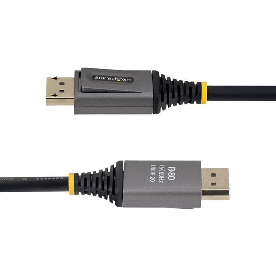 StarTech.com DP21V-2M-DP80-CABLE DisplayPort 2.1 DP80 Cable, 2 m, 80 Gb/s, Black