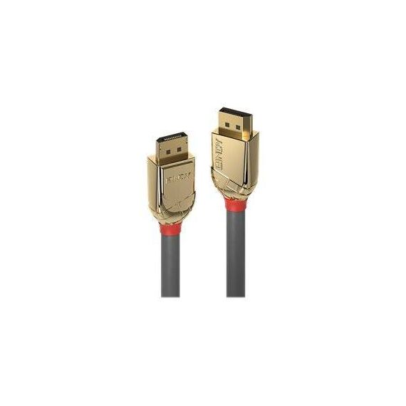 Lindy 36295 7.5 m Gold Line DisplayPort cable, DP 1.2, 4K60, Grey